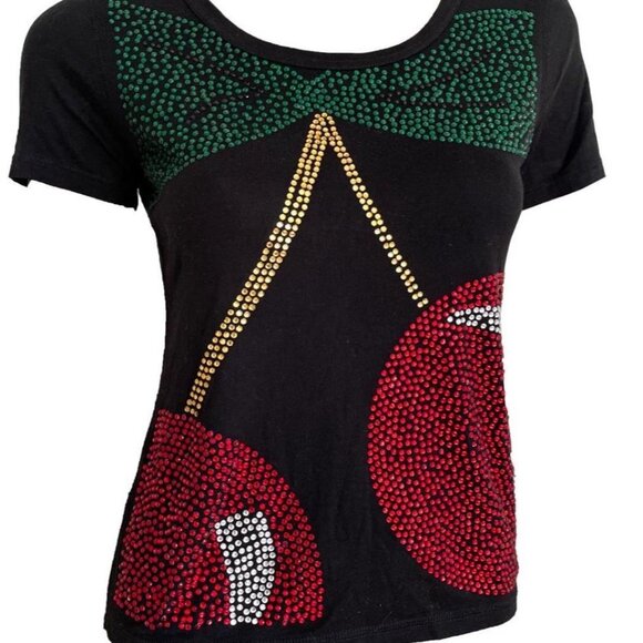 Sonia Rykiel Tops - Sonia Rykiel Cherry Rhinestone T-Shirt